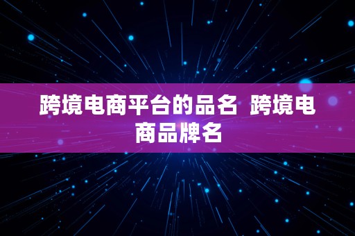 跨境电商平台的品名  跨境电商品牌名