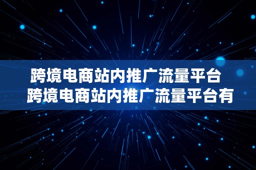 跨境电商站内推广流量平台  跨境电商站内推广流量平台有哪些