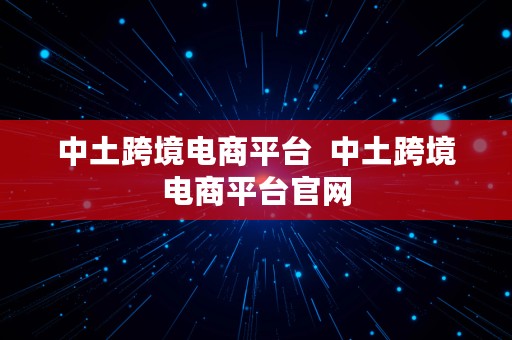 中土跨境电商平台  中土跨境电商平台官网