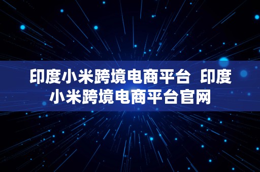 印度小米跨境电商平台  印度小米跨境电商平台官网