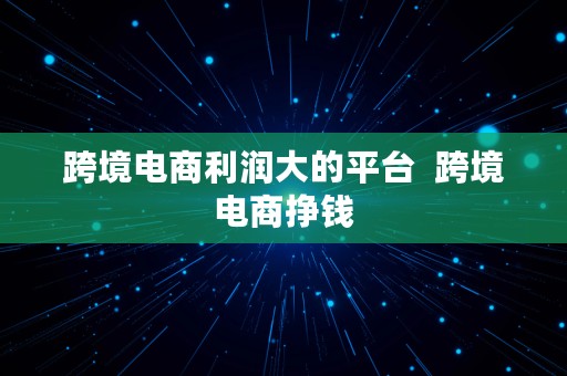 跨境电商利润大的平台  跨境电商挣钱