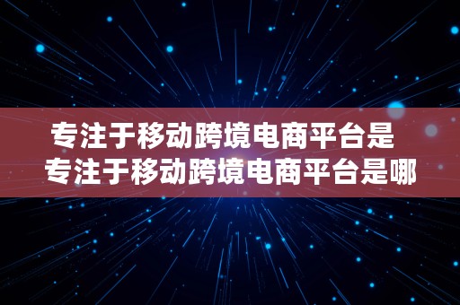 专注于移动跨境电商平台是  专注于移动跨境电商平台是哪一个