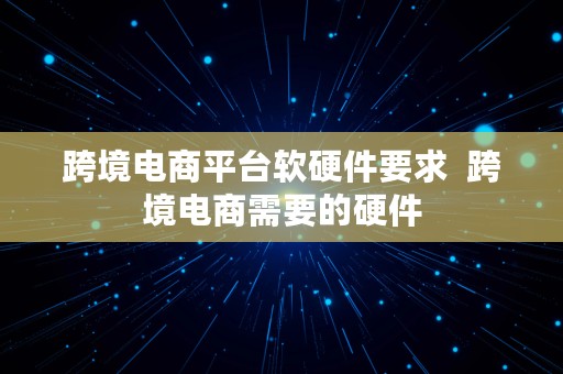 跨境电商平台软硬件要求  跨境电商需要的硬件