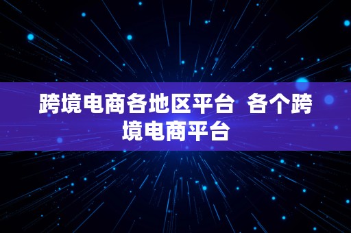 跨境电商各地区平台  各个跨境电商平台