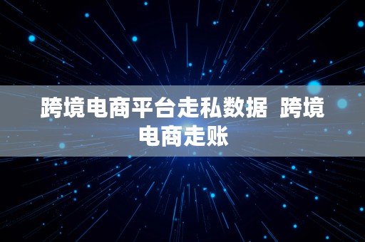 跨境电商平台走私数据  跨境电商走账