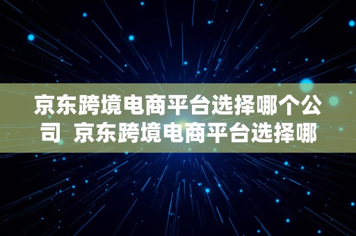 京东跨境电商平台选择哪个公司  京东跨境电商平台选择哪个公司好