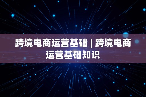 跨境电商运营基础 | 跨境电商运营基础知识