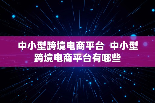 中小型跨境电商平台  中小型跨境电商平台有哪些