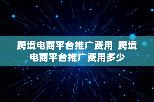 跨境电商平台推广费用  跨境电商平台推广费用多少