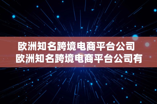 欧洲知名跨境电商平台公司  欧洲知名跨境电商平台公司有哪些