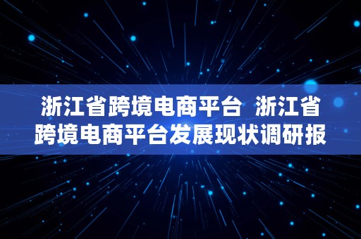 浙江省跨境电商平台  浙江省跨境电商平台发展现状调研报告4000字