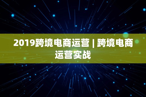 2019跨境电商运营 | 跨境电商运营实战