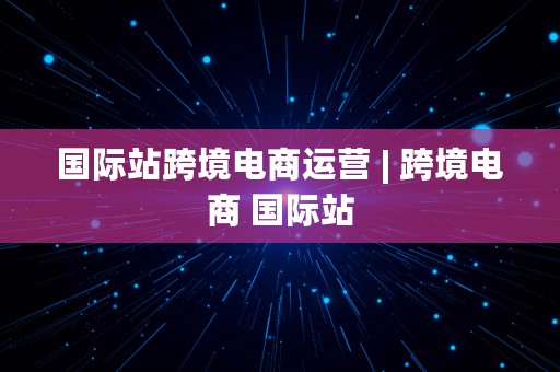 国际站跨境电商运营 | 跨境电商 国际站