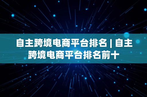 自主跨境电商平台排名 | 自主跨境电商平台排名前十