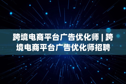 跨境电商平台广告优化师 | 跨境电商平台广告优化师招聘