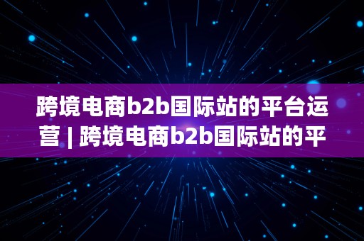 跨境电商b2b国际站的平台运营 | 跨境电商b2b国际站的平台运营方式