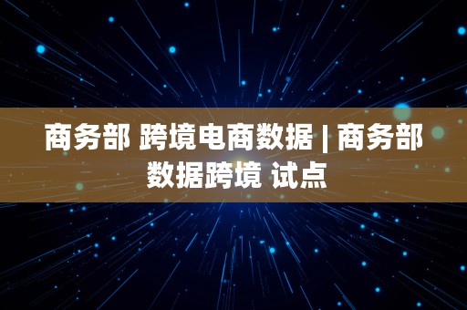 商务部 跨境电商数据 | 商务部 数据跨境 试点