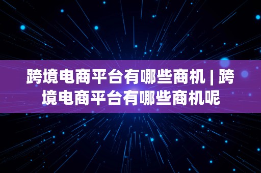 跨境电商平台有哪些商机 | 跨境电商平台有哪些商机呢