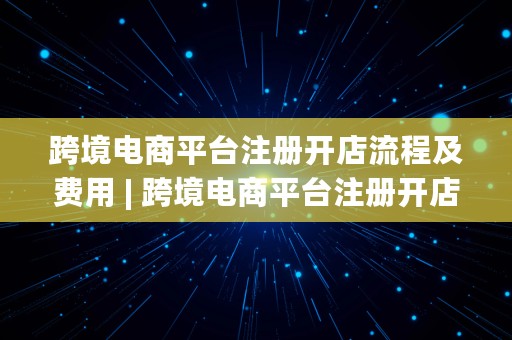 跨境电商平台注册开店流程及费用 | 跨境电商平台注册开店流程及费用标准