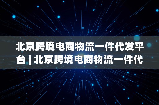 北京跨境电商物流一件代发平台 | 北京跨境电商物流一件代发平台有哪些