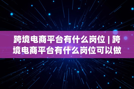 跨境电商平台有什么岗位 | 跨境电商平台有什么岗位可以做