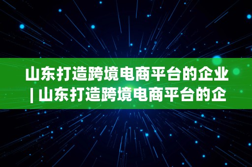 山东打造跨境电商平台的企业 | 山东打造跨境电商平台的企业有哪些