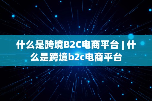 什么是跨境B2C电商平台 | 什么是跨境b2c电商平台