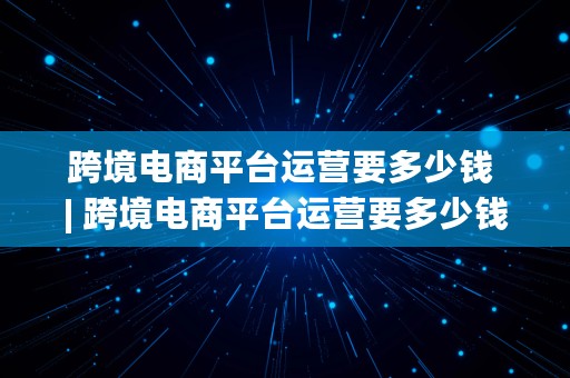 跨境电商平台运营要多少钱 | 跨境电商平台运营要多少钱一个月