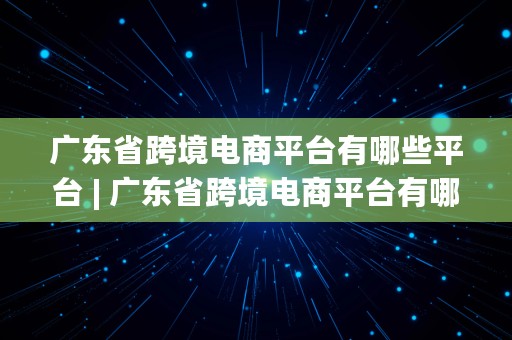 广东省跨境电商平台有哪些平台 | 广东省跨境电商平台有哪些平台呢