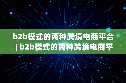 b2b模式的两种跨境电商平台 | b2b模式的两种跨境电商平台是