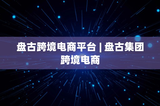 盘古跨境电商平台 | 盘古集团跨境电商