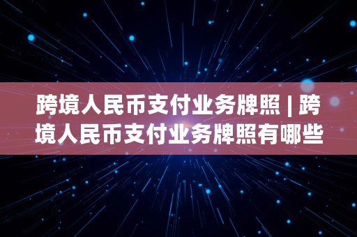 跨境人民币支付业务牌照 | 跨境人民币支付业务牌照有哪些