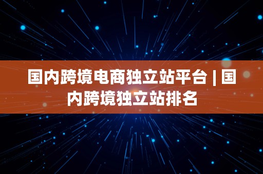 国内跨境电商独立站平台 | 国内跨境独立站排名