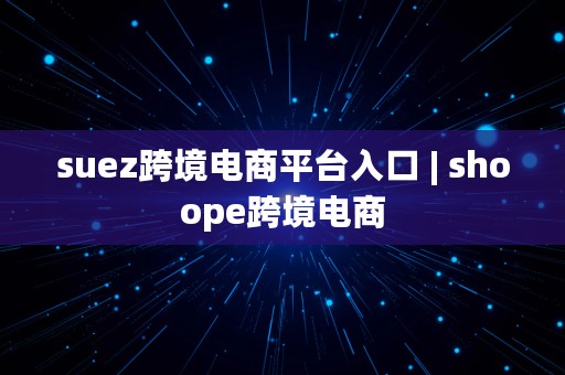 suez跨境电商平台入口 | shoope跨境电商