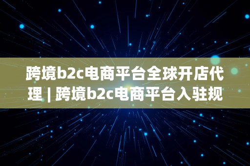 跨境b2c电商平台全球开店代理 | 跨境b2c电商平台入驻规则比较