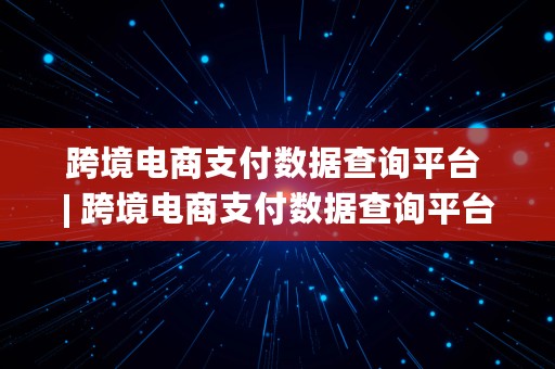 跨境电商支付数据查询平台 | 跨境电商支付数据查询平台有哪些