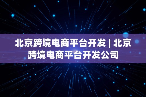 北京跨境电商平台开发 | 北京跨境电商平台开发公司