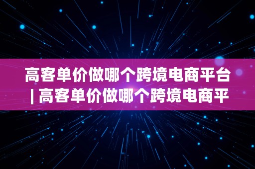 高客单价做哪个跨境电商平台 | 高客单价做哪个跨境电商平台好