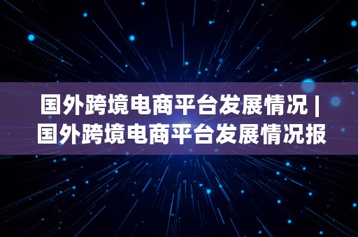 国外跨境电商平台发展情况 | 国外跨境电商平台发展情况报告