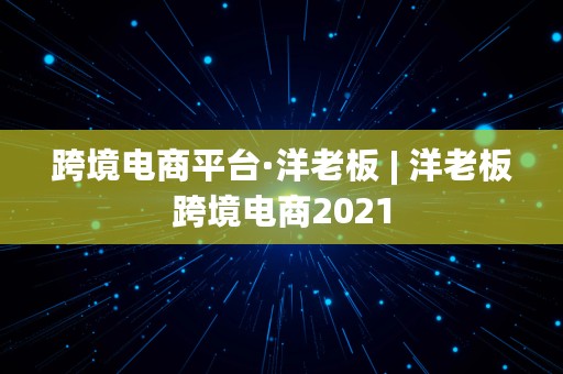 跨境电商平台·洋老板 | 洋老板跨境电商2021