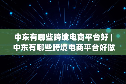 中东有哪些跨境电商平台好 | 中东有哪些跨境电商平台好做