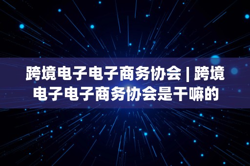 跨境电子电子商务协会 | 跨境电子电子商务协会是干嘛的