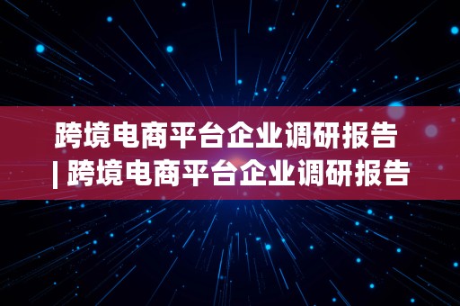 跨境电商平台企业调研报告 | 跨境电商平台企业调研报告范文