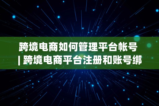 跨境电商如何管理平台帐号 | 跨境电商平台注册和账号绑定实验