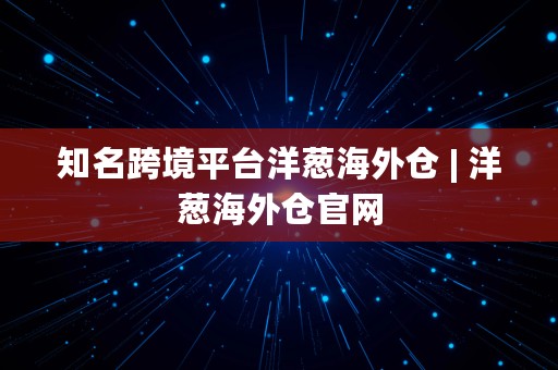 知名跨境平台洋葱海外仓 | 洋葱海外仓官网