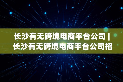 长沙有无跨境电商平台公司 | 长沙有无跨境电商平台公司招聘