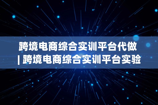 跨境电商综合实训平台代做 | 跨境电商综合实训平台实验教程