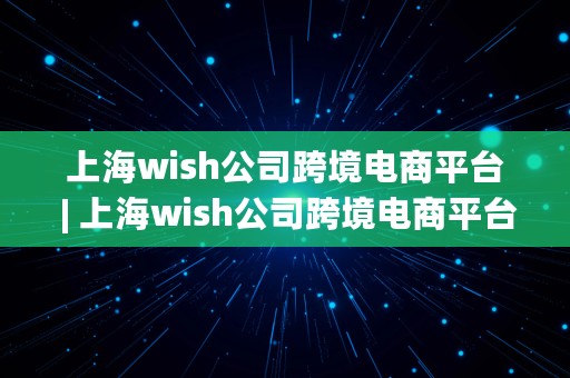 上海wish公司跨境电商平台 | 上海wish公司跨境电商平台有哪些