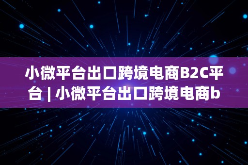 小微平台出口跨境电商B2C平台 | 小微平台出口跨境电商b2c平台有哪些