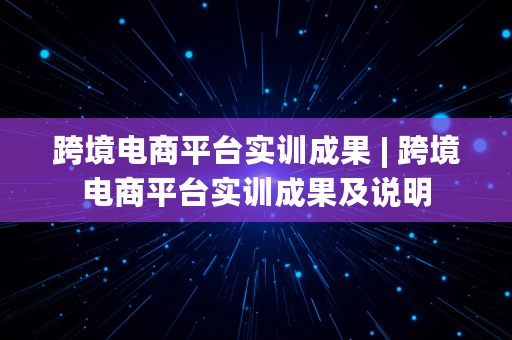 跨境电商平台实训成果 | 跨境电商平台实训成果及说明